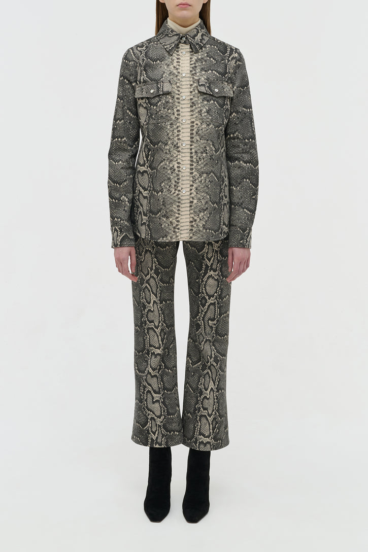 John Austin Shirt in Greyscale Recycled Printed Cotton Denim