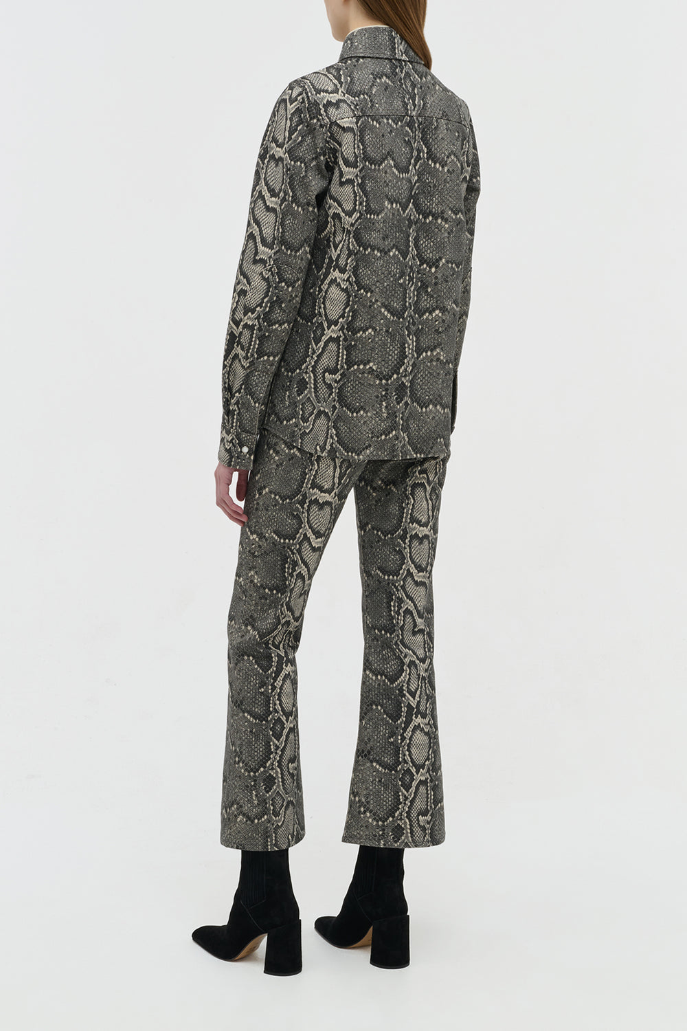 ジョン・オースティン グレースケールリサイクルプリントコットンデニムシャツ