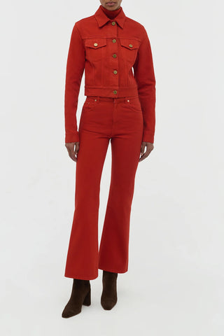 Antelope Orange Denim Jacket and Flare Jeans - Complete Styled Look | Gabriela Hearst