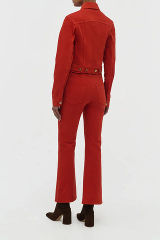 Antelope Orange Ezra Bootcut Jeans - Back View with Matching Recycled Cotton Denim Jacket | Gabriela Hearst