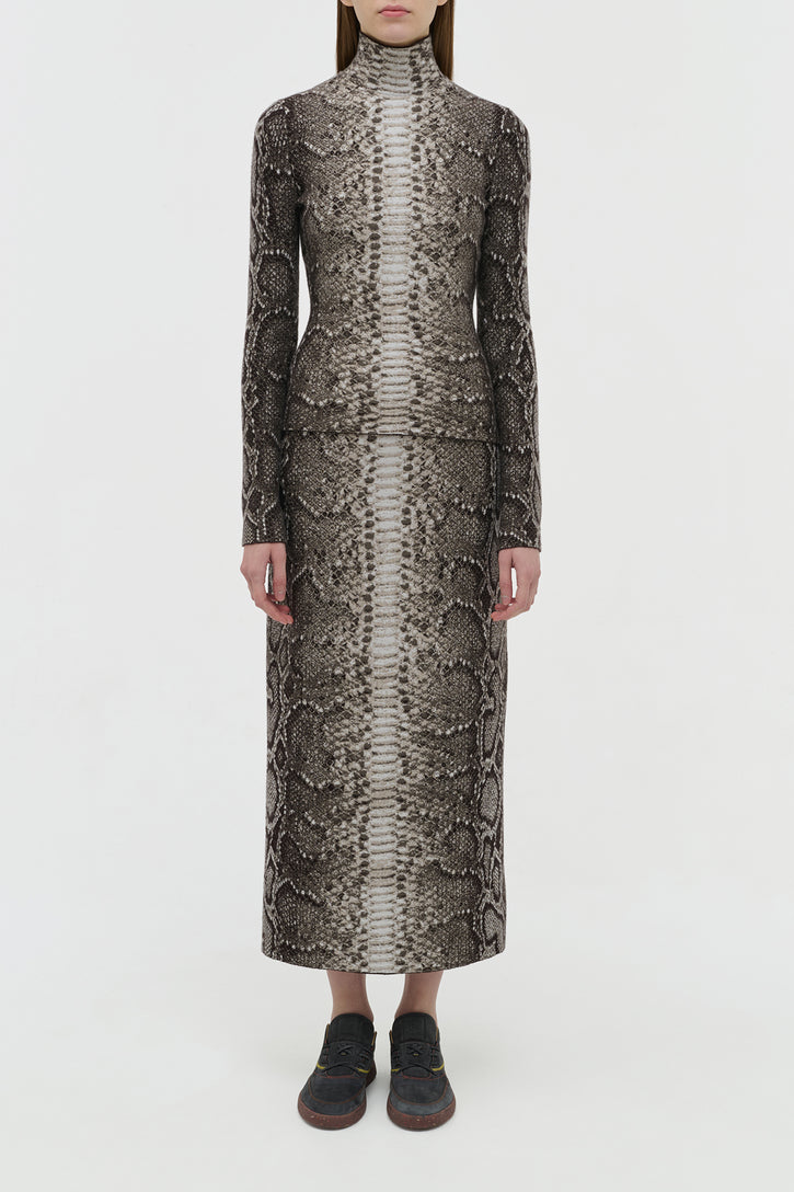 Beda Knit Turtleneck in Greyscale Cashmere Silk