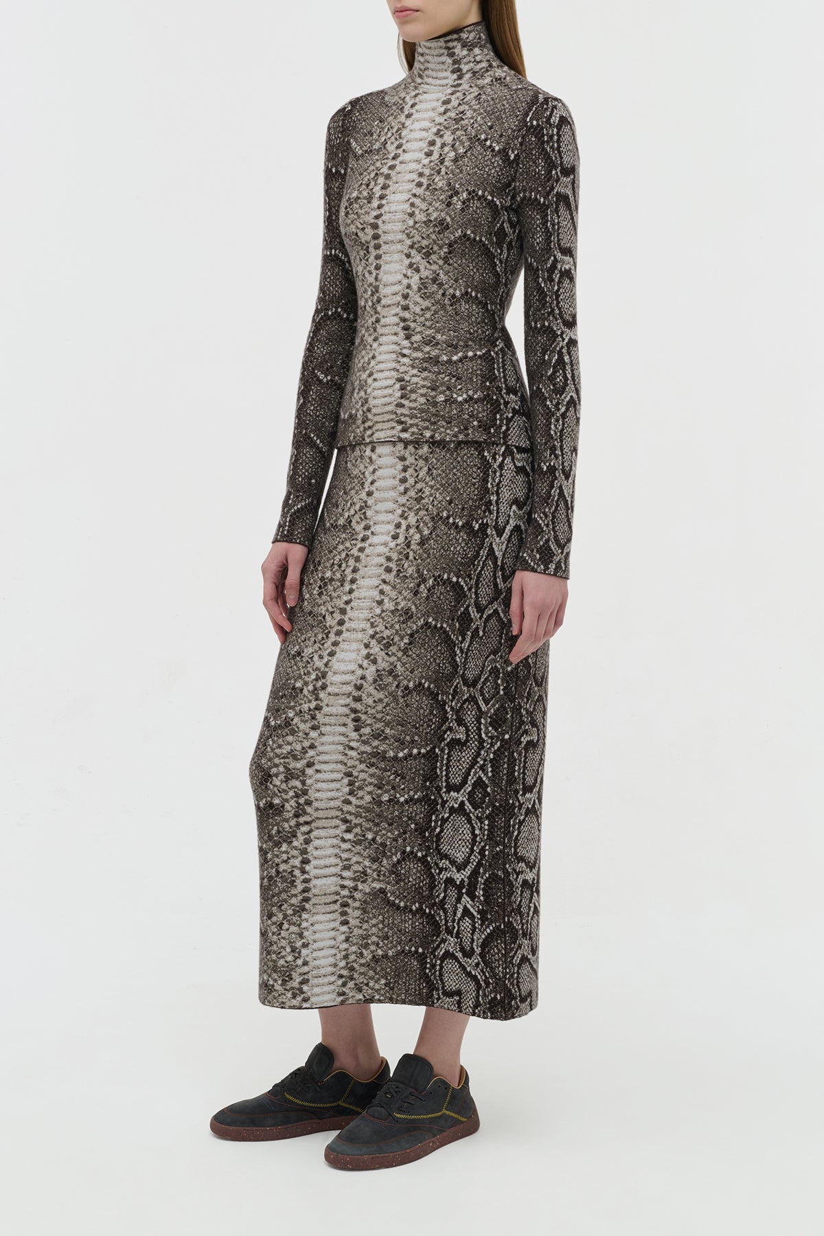 Beda Knit Turtleneck in Greyscale Cashmere Silk