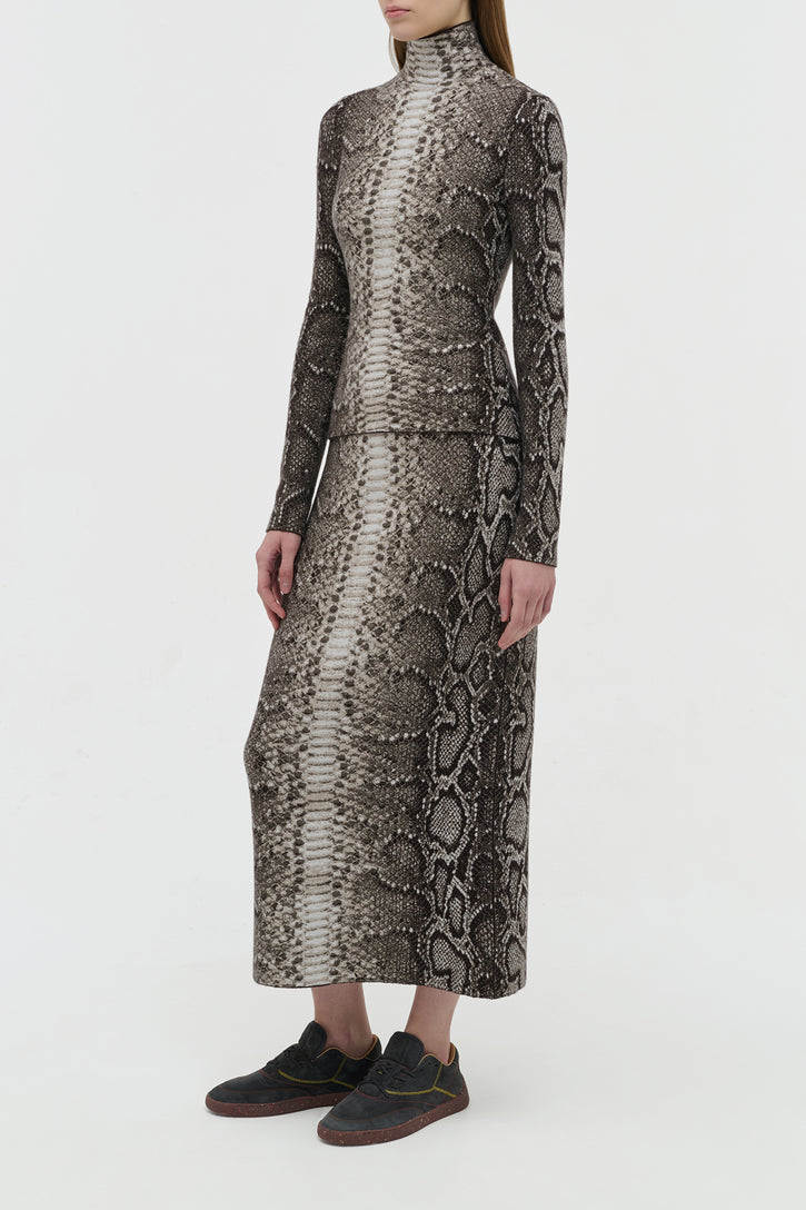 Beda Knit Turtleneck in Greyscale Cashmere Silk