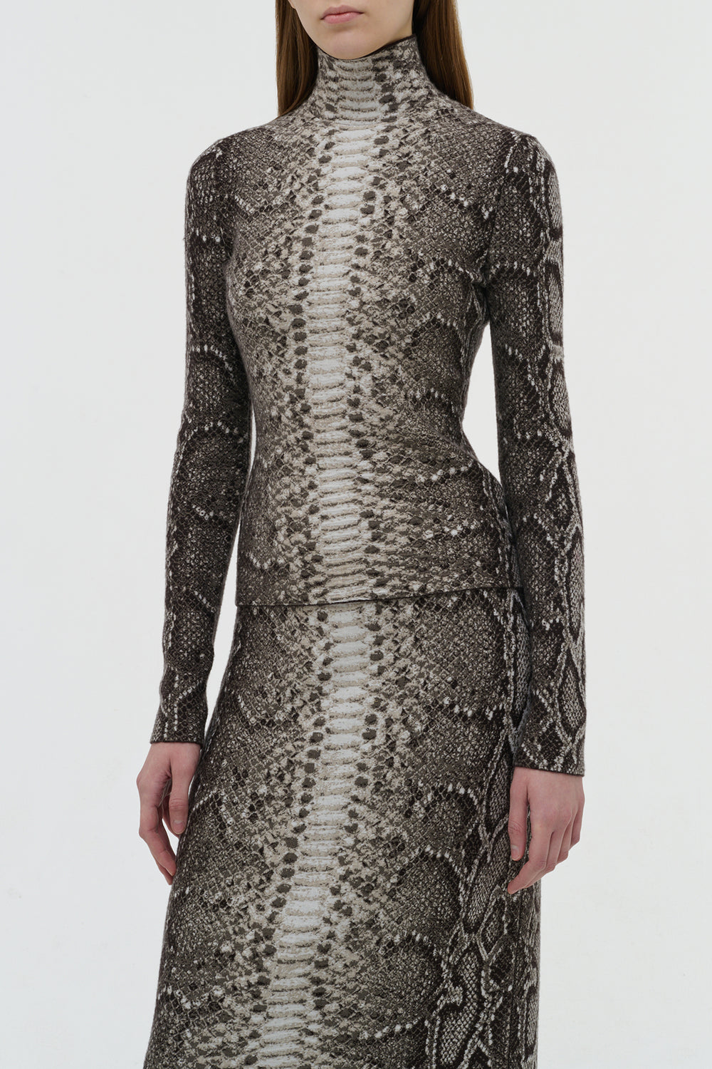 Beda Knit Turtleneck in Greyscale Cashmere Silk