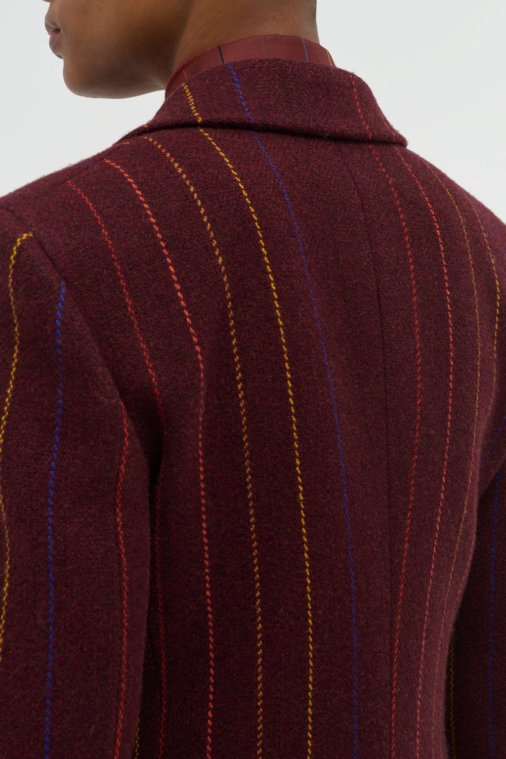 レイヴァ ブレザー（バーントシエナ マルチ ピンストライプ ウール カシミア）