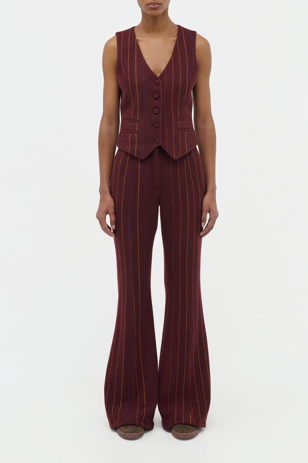 Rhein Flare Pant in Burnt Sienna Multi Wool Cashmere