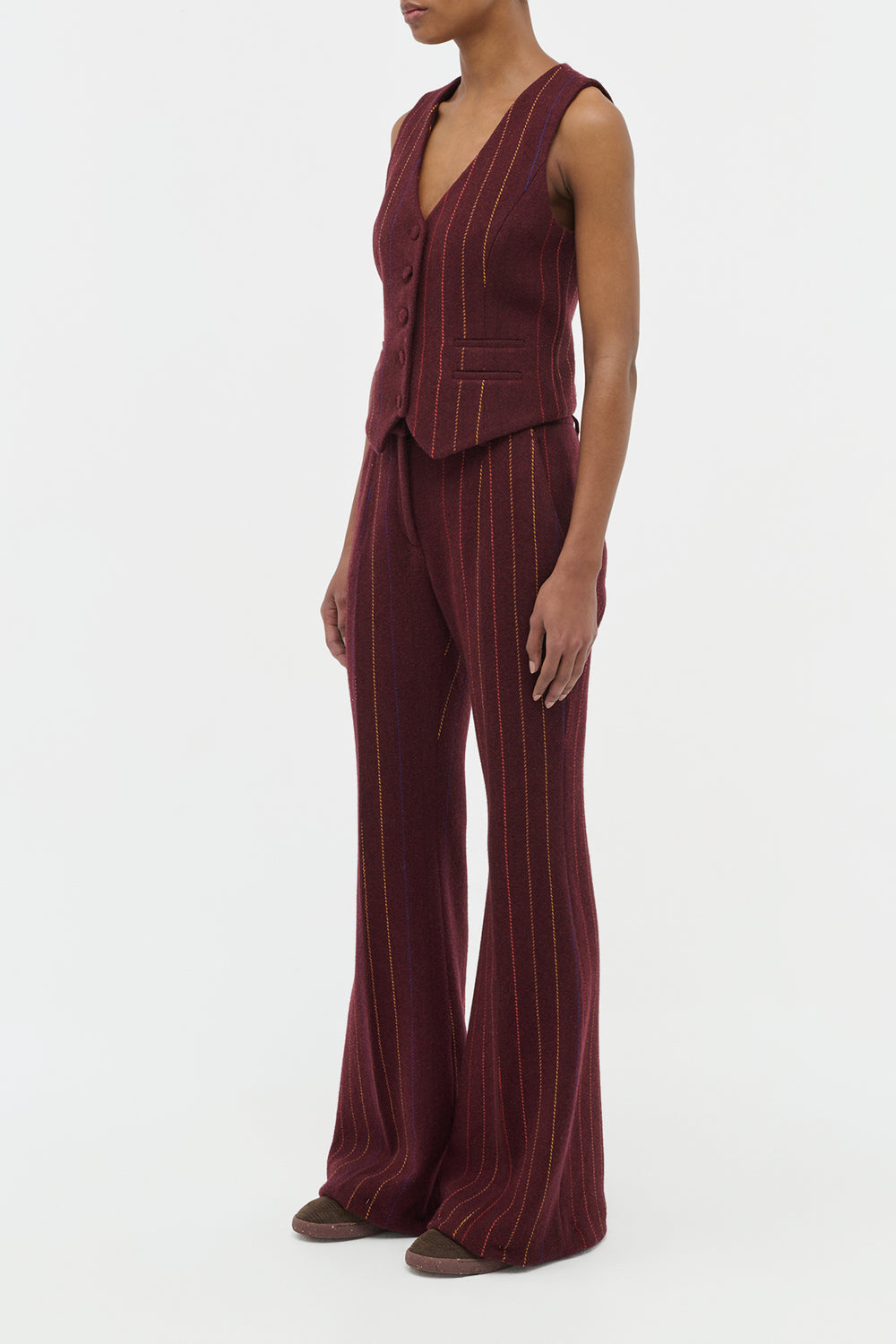 Rhein Flare Pant in Burnt Sienna Multi Wool Cashmere