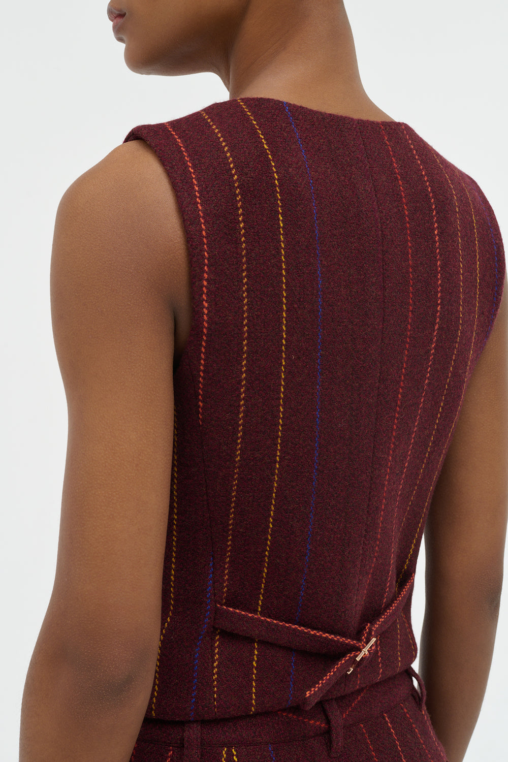 Coleridge Vest in Burnt Sienna Multi Pinstripe Wool Cashmere