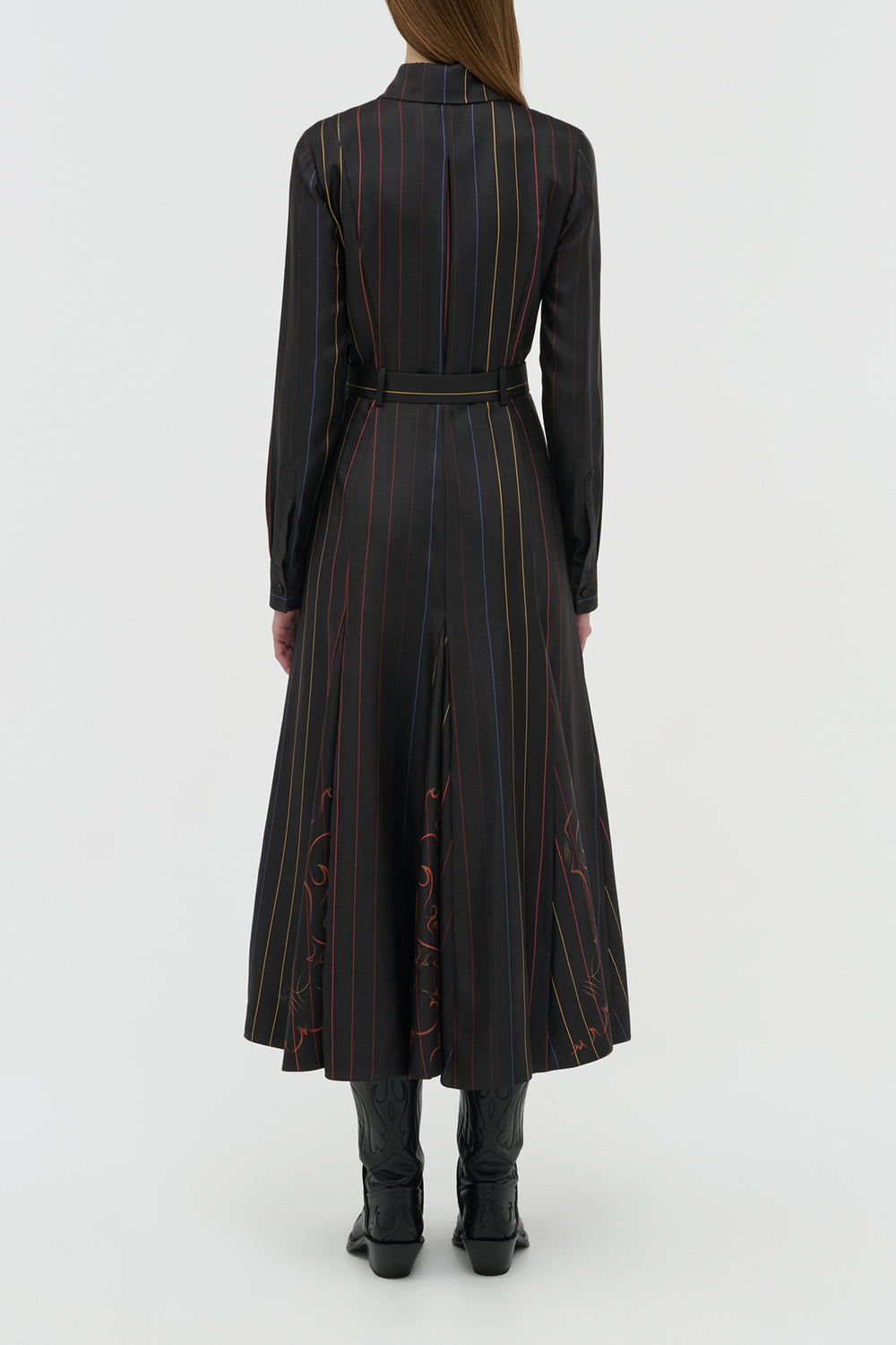 Galway Shirtdress in Charcoal Multi Pinstripe Silk Twill