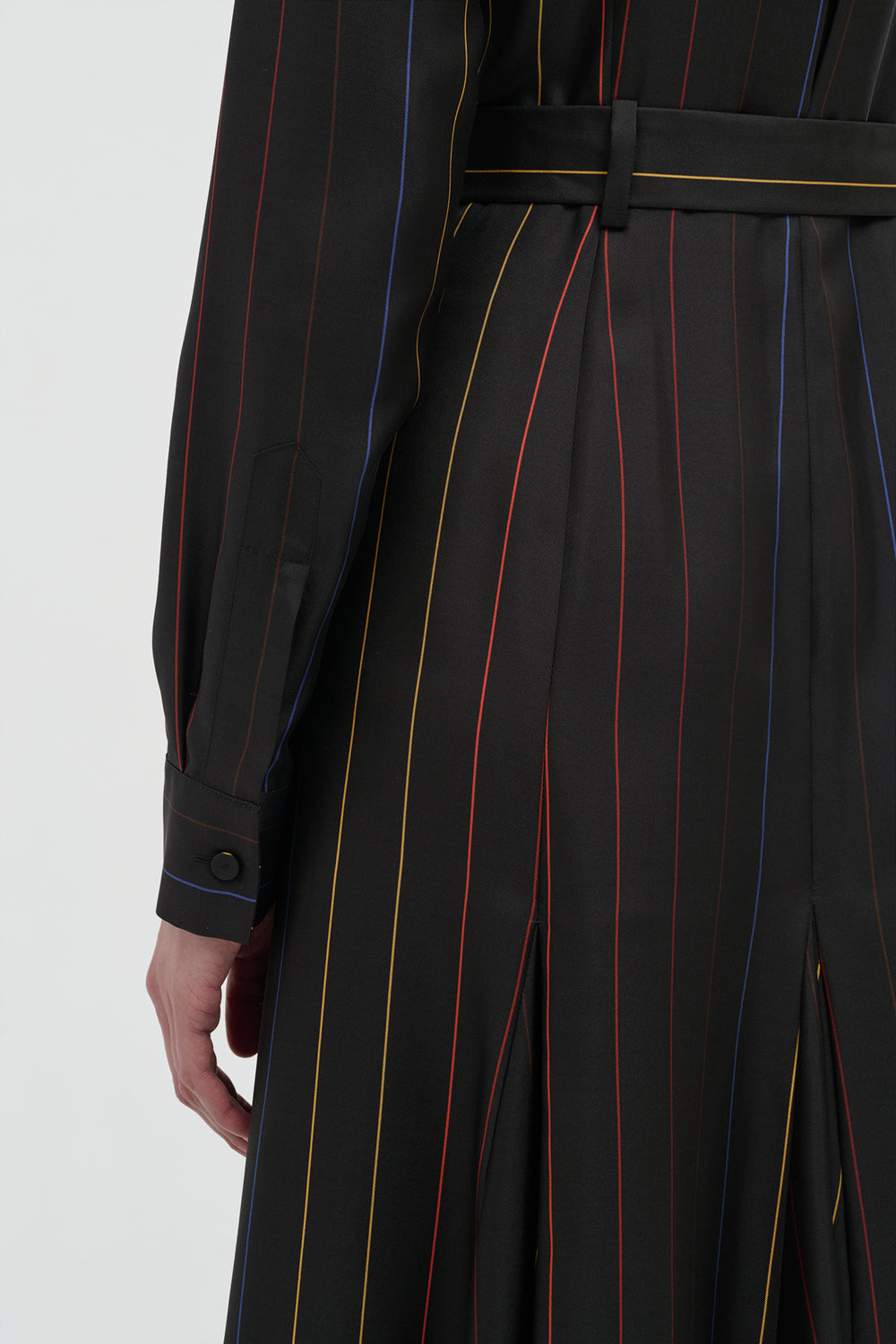 Galway Shirtdress in Charcoal Multi Pinstripe Silk Twill