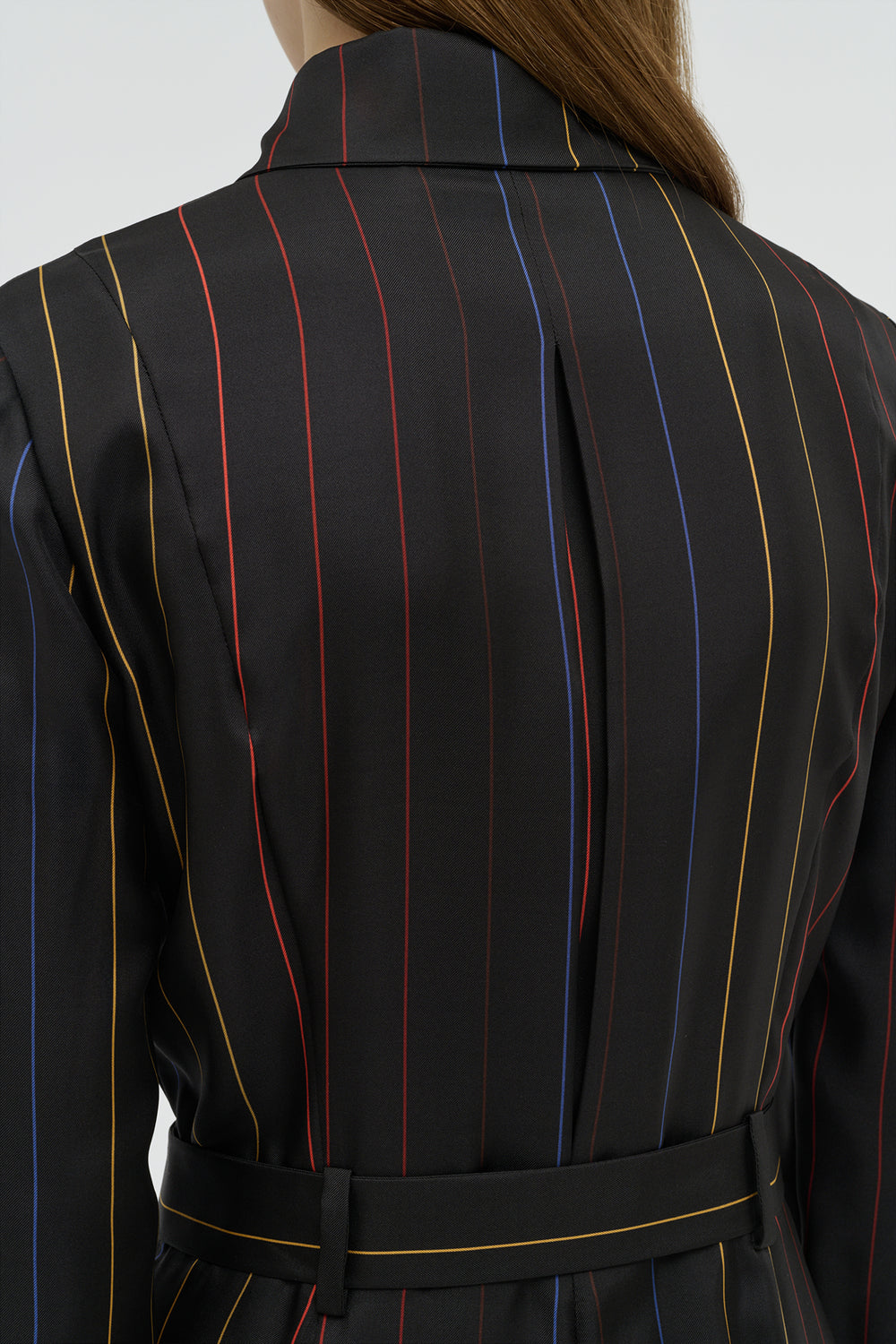 Galway Shirtdress in Charcoal Multi Pinstripe Silk Twill