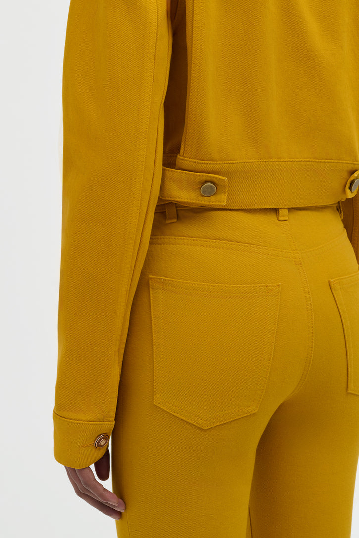 Ezra Bootcut Cropped Jean in Golden Birch Recycled Cotton Denim