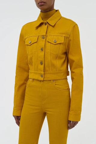 Golden Birch Denim Bronte Jacket - Front Detail with Silver Hardware | Gabriela Hearst