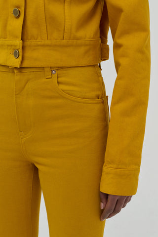 Golden Birch Recycled Cotton Denim - Waist Detail Close Up | Gabriela Hearst