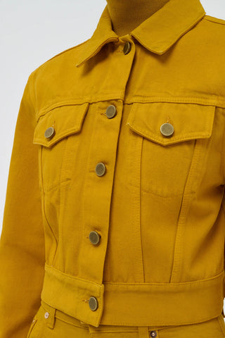 Golden Birch Denim Jacket - Chest Pocket and Button Detail | Gabriela Hearst