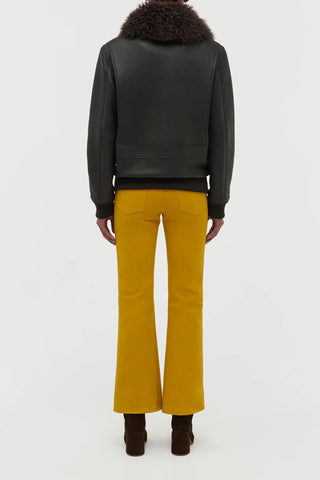 Ebony Leather Grant Jacket with Shearling - Studio Rear Back View | Gabriela Hearst