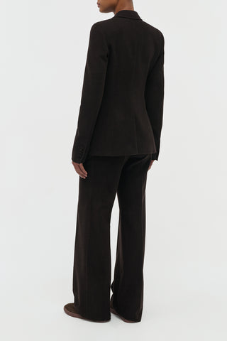 Chocolate Cashmere Corduroy Suit - Back View On Model | Gabriela Hearst