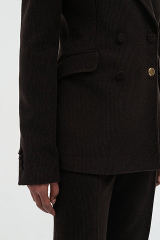 Chocolate Cashmere Corduroy Blazer - Hardware Detail Close-up | Gabriela Hearst