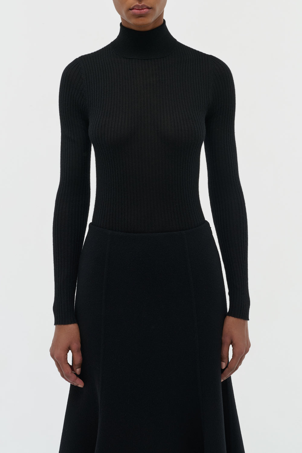 Peppe Knit Turtleneck Sweater in Black Cashmere