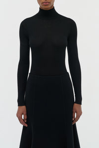 Peppe Knit Turtleneck Sweater in Black Cashmere