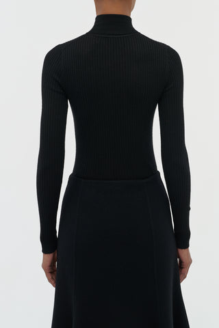 Peppe Knit Turtleneck Sweater in Black Cashmere