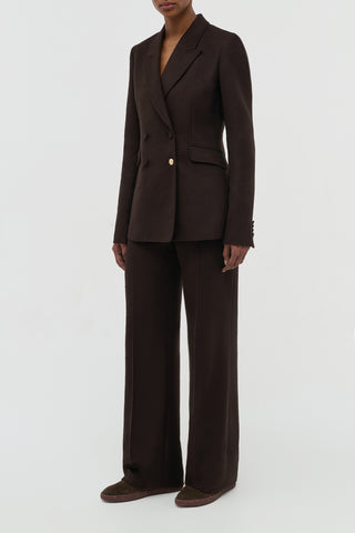 Chocolate Silk Vesta Flare Pants with Blazer - On Model Side View | Gabriela Hearst