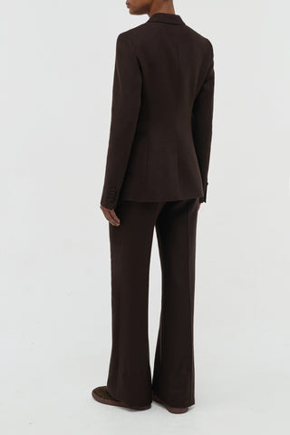 Chocolate Silk Vesta Flare Pants with Blazer - On Model Back View | Gabriela Hearst