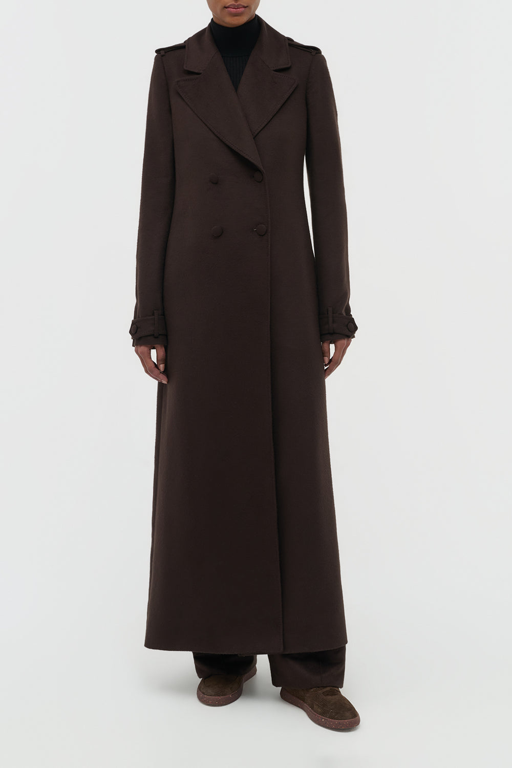 Houstt Trench Coat in Chocolate Winter Silk