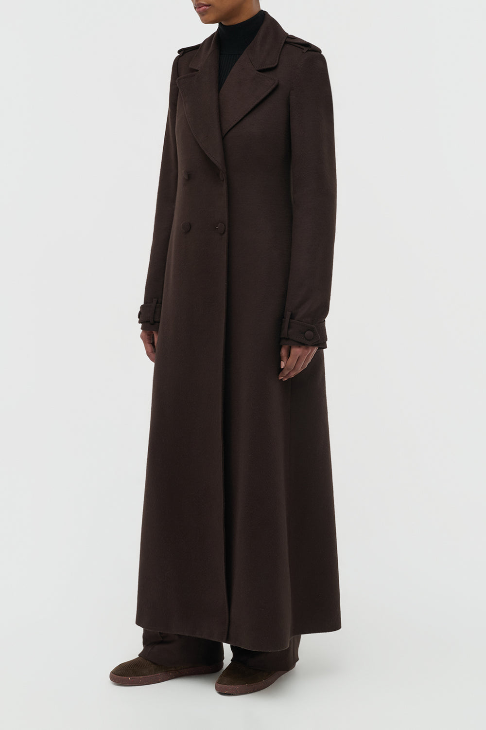 Houstt Trench Coat in Chocolate Winter Silk
