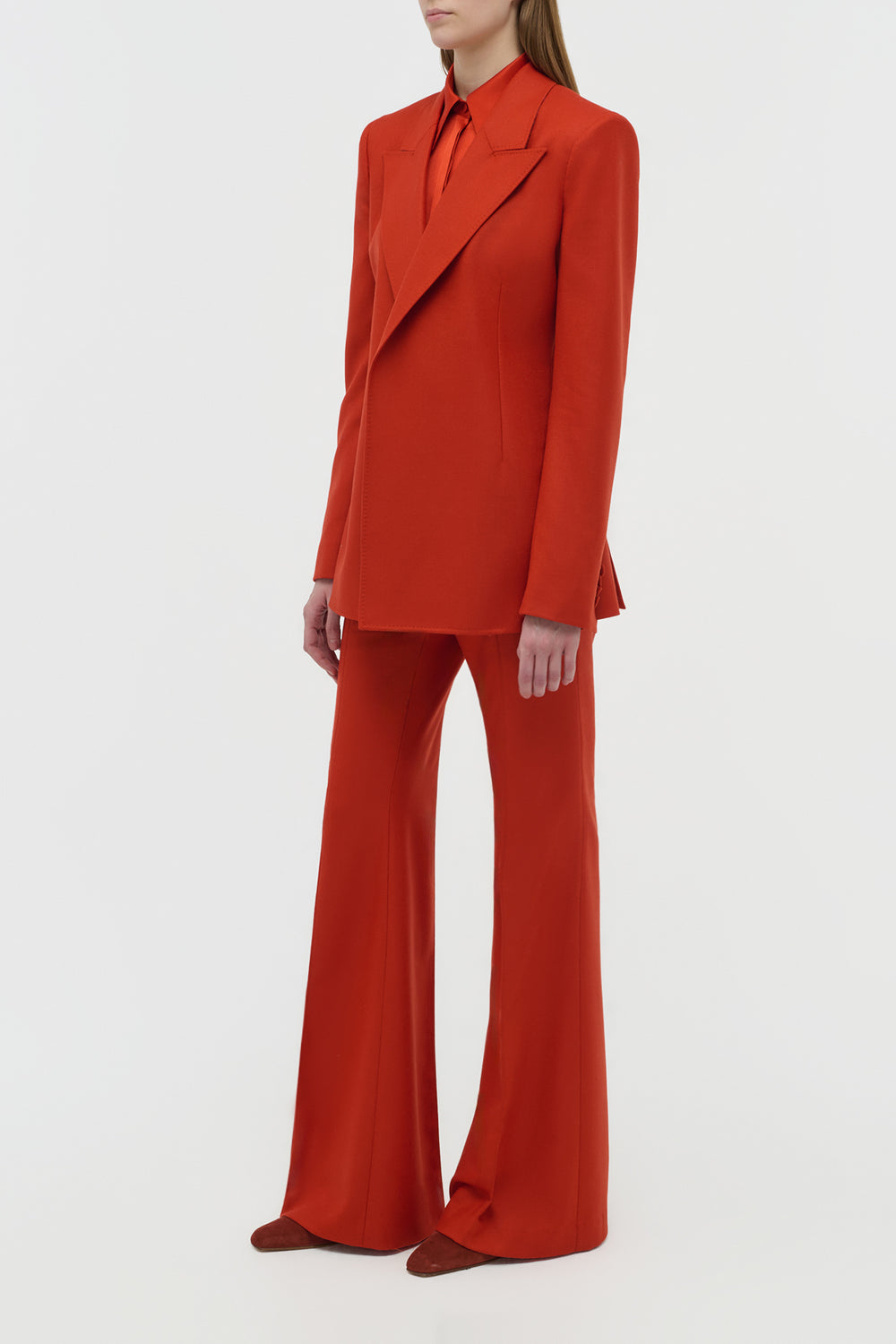 Rhein Flare Pant in Antelope Orange Wool Cashmere Flannel