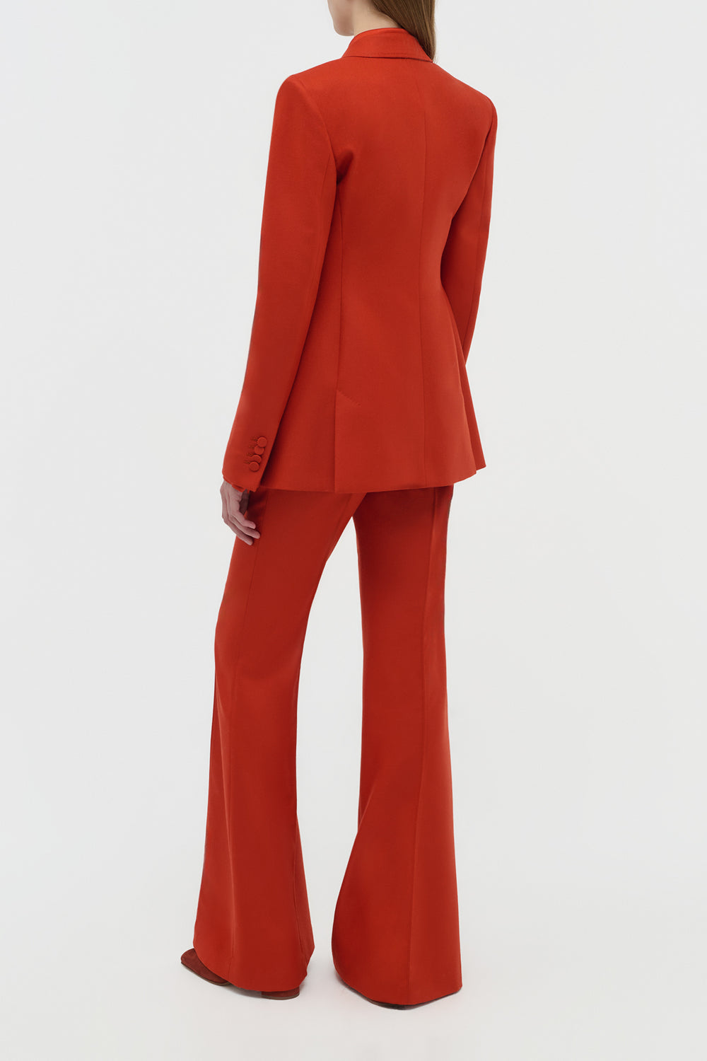 Rhein Flare Pant in Antelope Orange Wool Cashmere Flannel