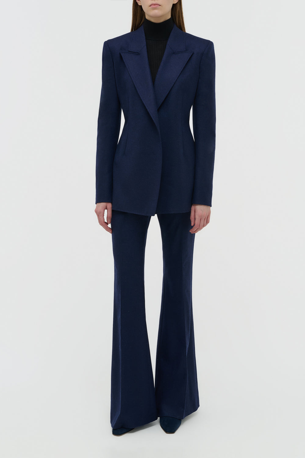 Rhein Flare Pant in Navy Wool Cashmere Flannel