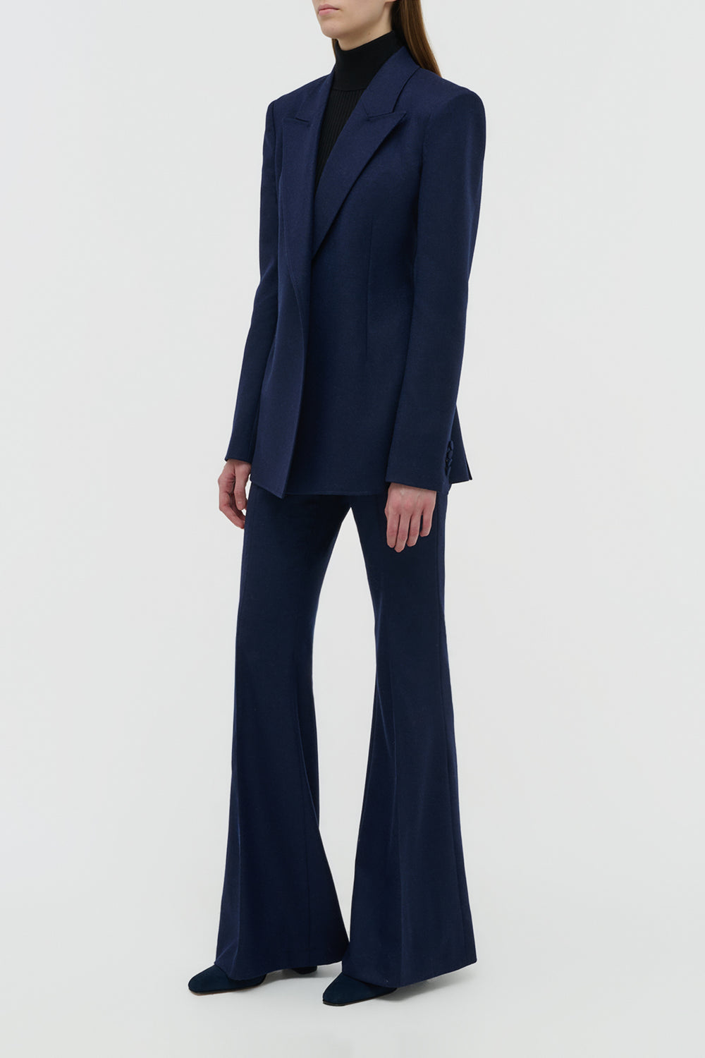 Rhein Flare Pant in Navy Wool Cashmere Flannel