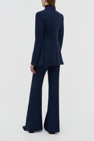 Navy Wool Cashmere Flare Pants - Back View Complete Look | Gabriela Hearst