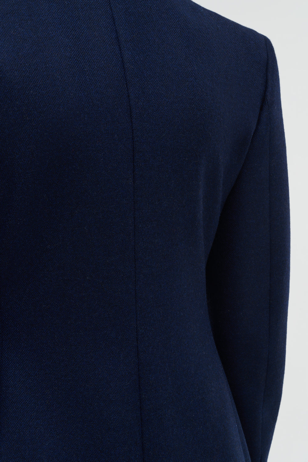 ネイビーウールカシミアフランネルのマイリブレザー