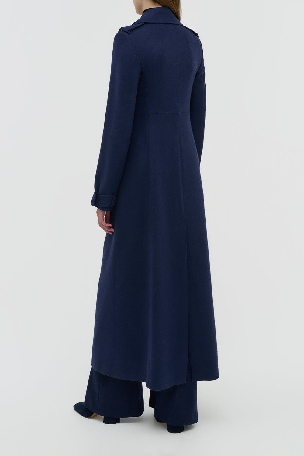 Houstt Trench Coat in Navy Winter Silk