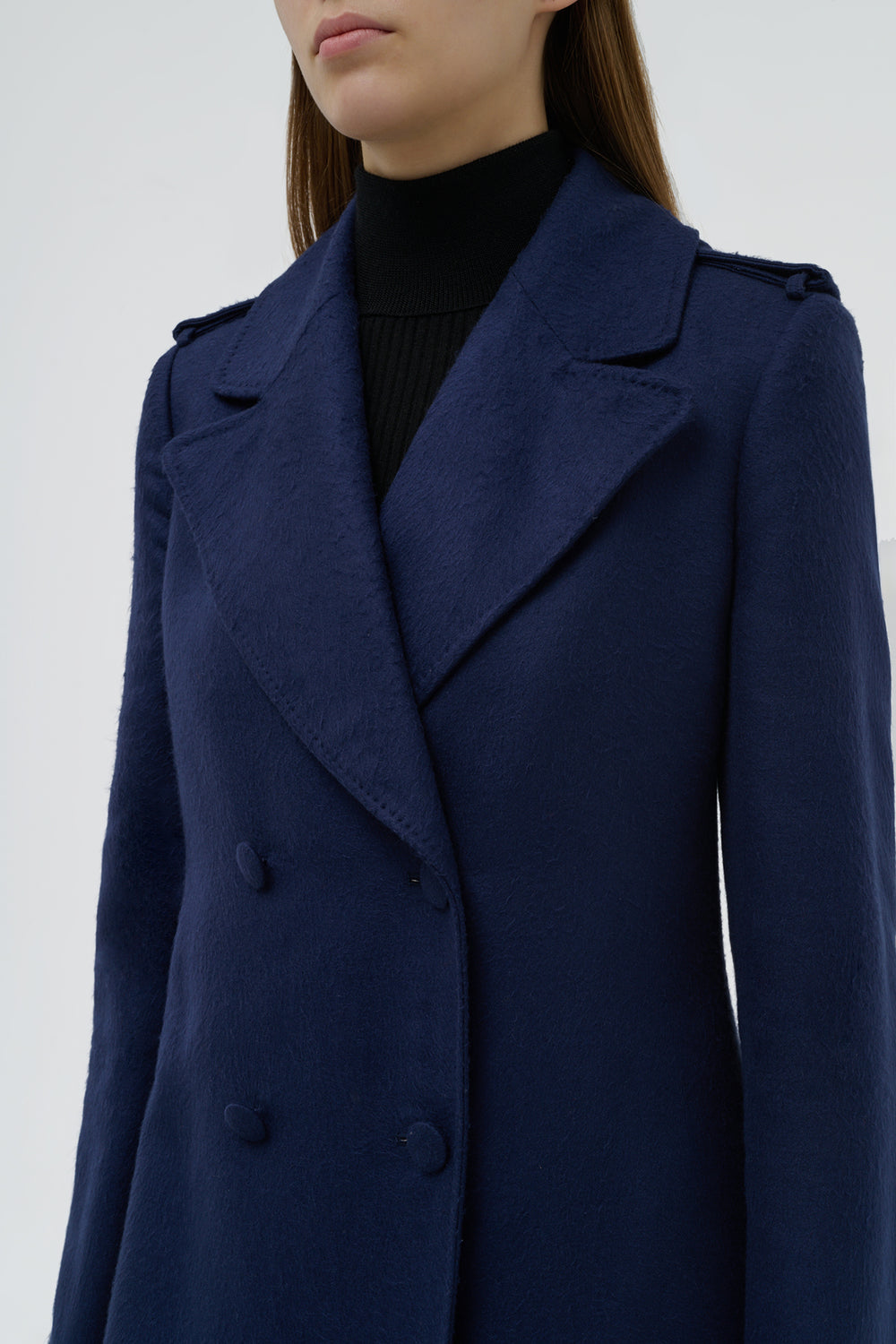 Houstt Trench Coat in Navy Winter Silk