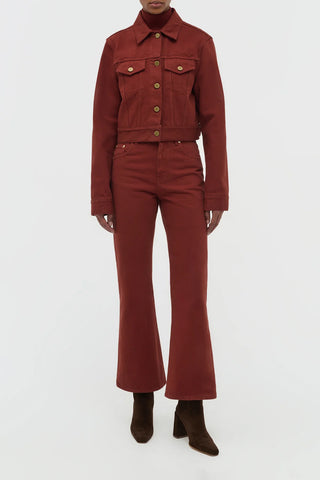 Burnt Sienna Cotton Denim Ensemble - Full Look On Model | Gabriela Hearst