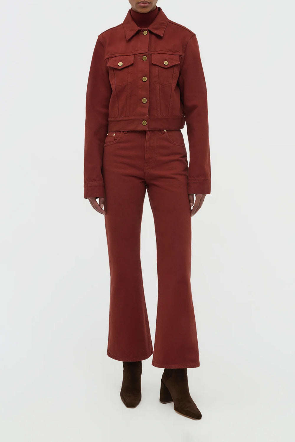 エズラ ブーツカット クロップドジーンズ（バーントシエナ リサイクルコットンデニム）