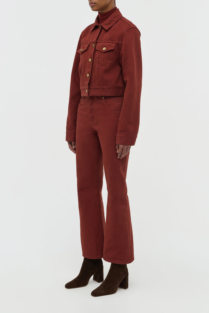 Ezra Bootcut Cropped Jean in Burnt Sienna Recycled Cotton Denim