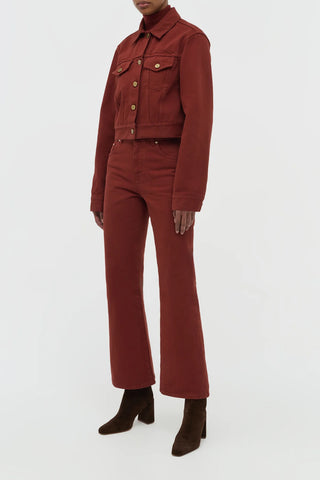Burnt Sienna Cotton Ezra Bootcut Jeans - Three Quarter View | Gabriela Hearst