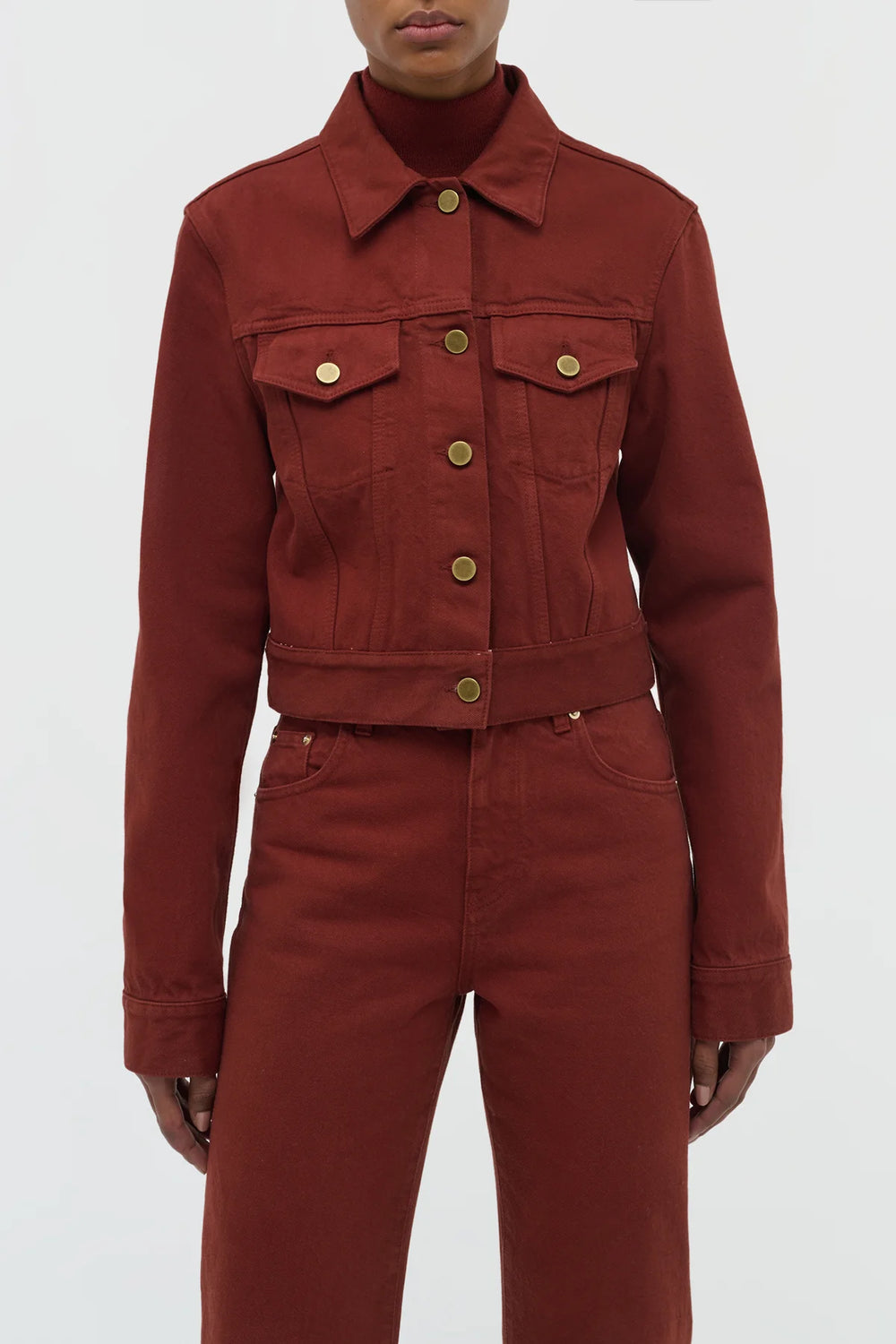 バーントシエナリサイクルコットンデニムのブロンテジャケット