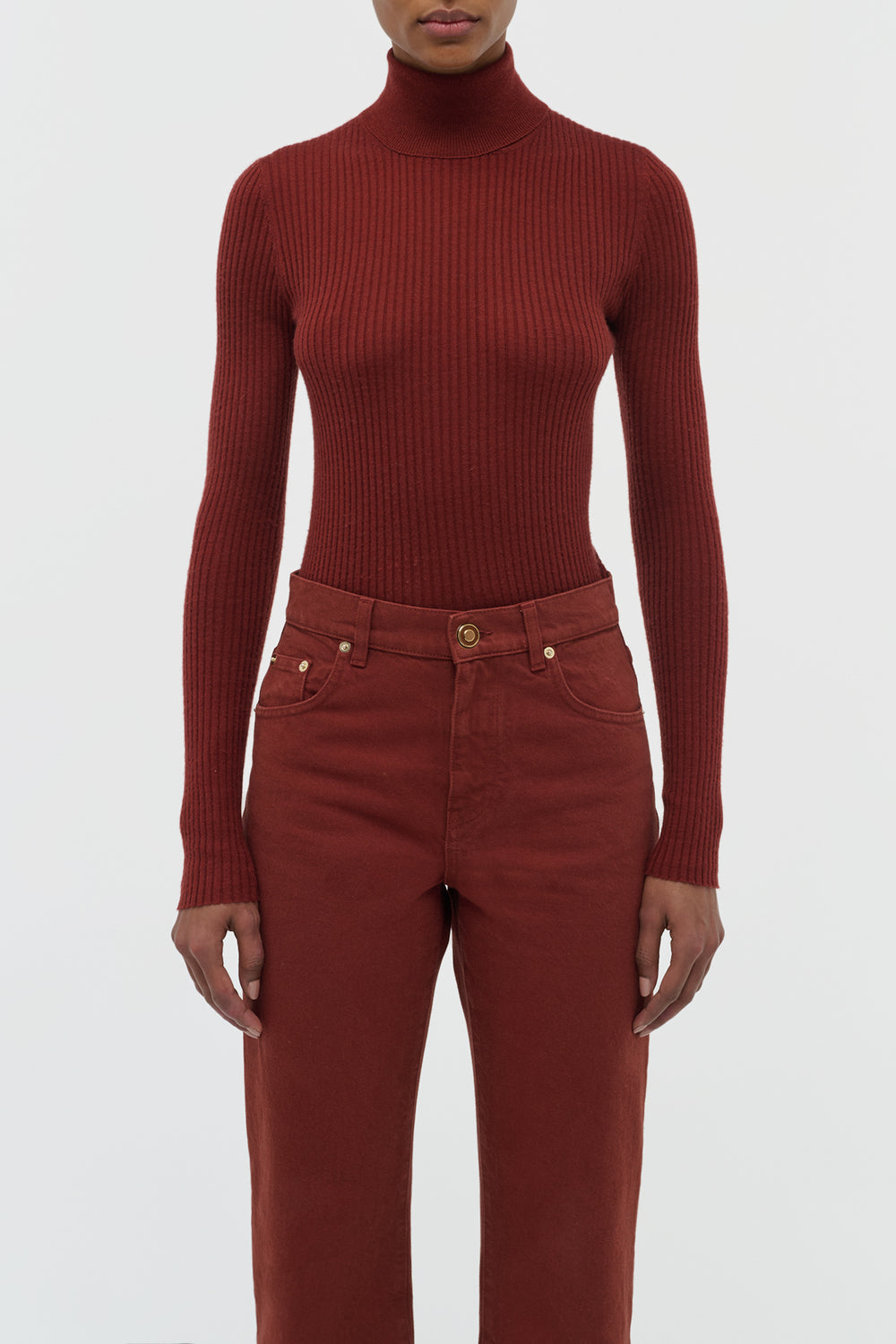 Peppe Knit Turtleneck in Burnt Sienna Cashmere Silk