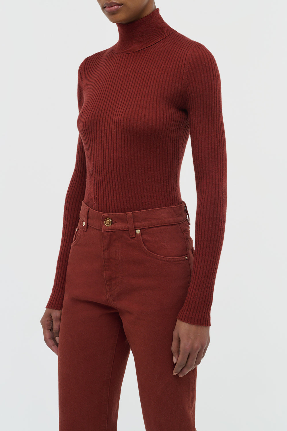 Peppe Knit Turtleneck in Burnt Sienna Cashmere Silk