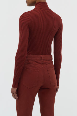 Peppe Knit Turtleneck in Burnt Sienna Cashmere Silk