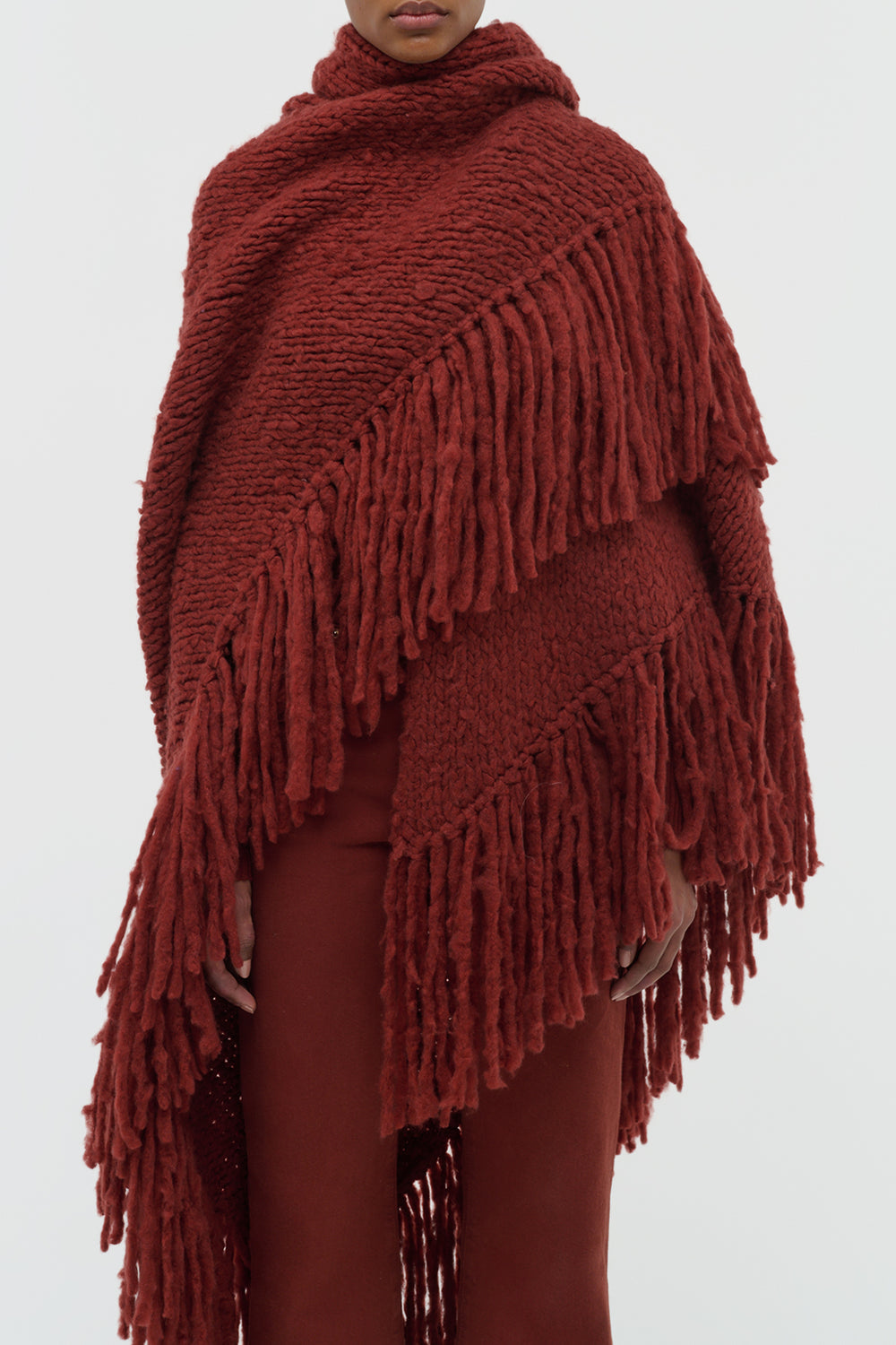 Lauren Knit Wrap in Burnt Sienna Welfat Cashmere