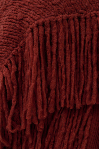 Burnt Sienna Cashmere Lauren Wrap - Hand Knit Texture Close Up | Gabriela Hearst
