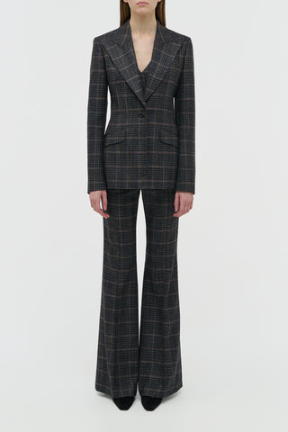Charcoal Clubcheck Plaid Suit - Complete Look Front | Gabriela Hearst