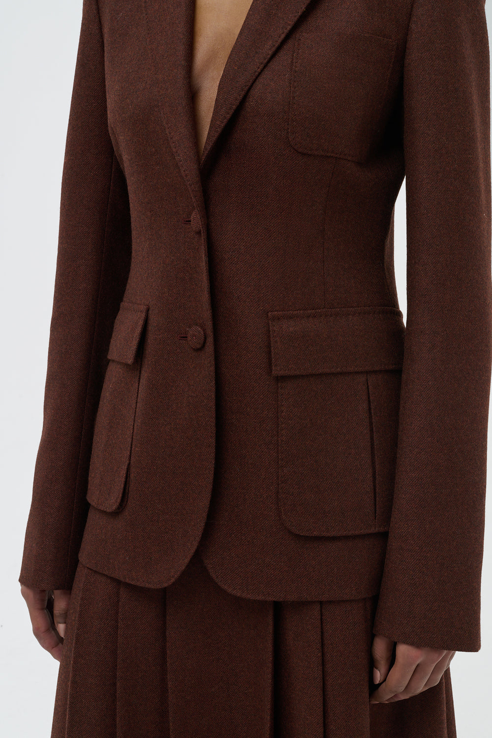 バーントシエナウールカシミアフランネルのルイザブレザー