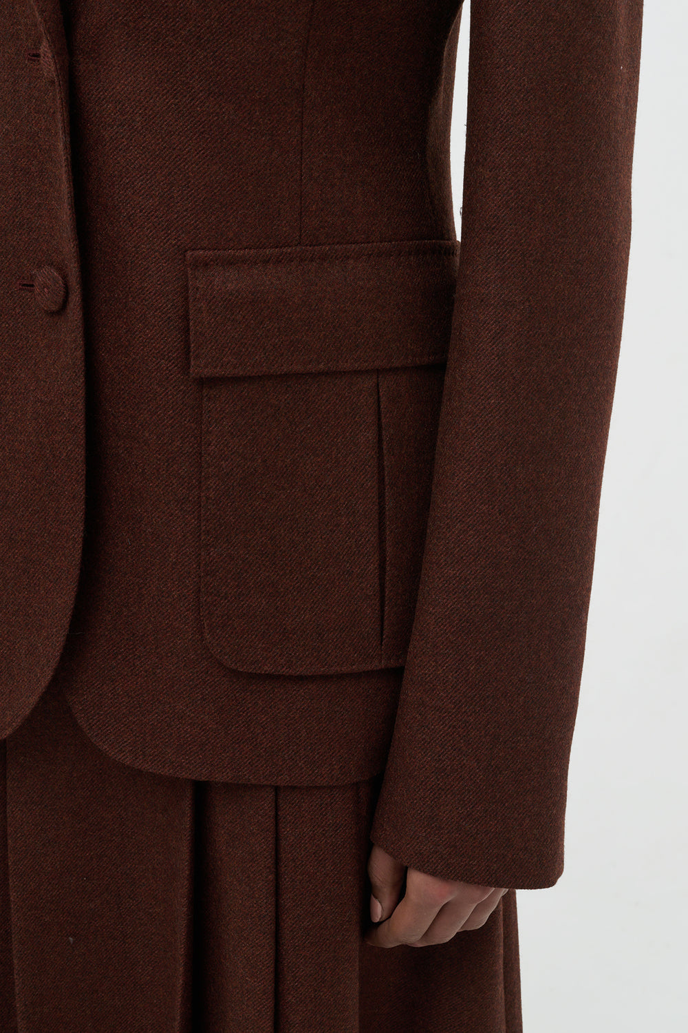 バーントシエナウールカシミアフランネルのルイザブレザー